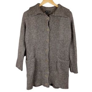 Eileen Fisher Knit Button Up Cardigan with Shall Collar Brown Size Medium